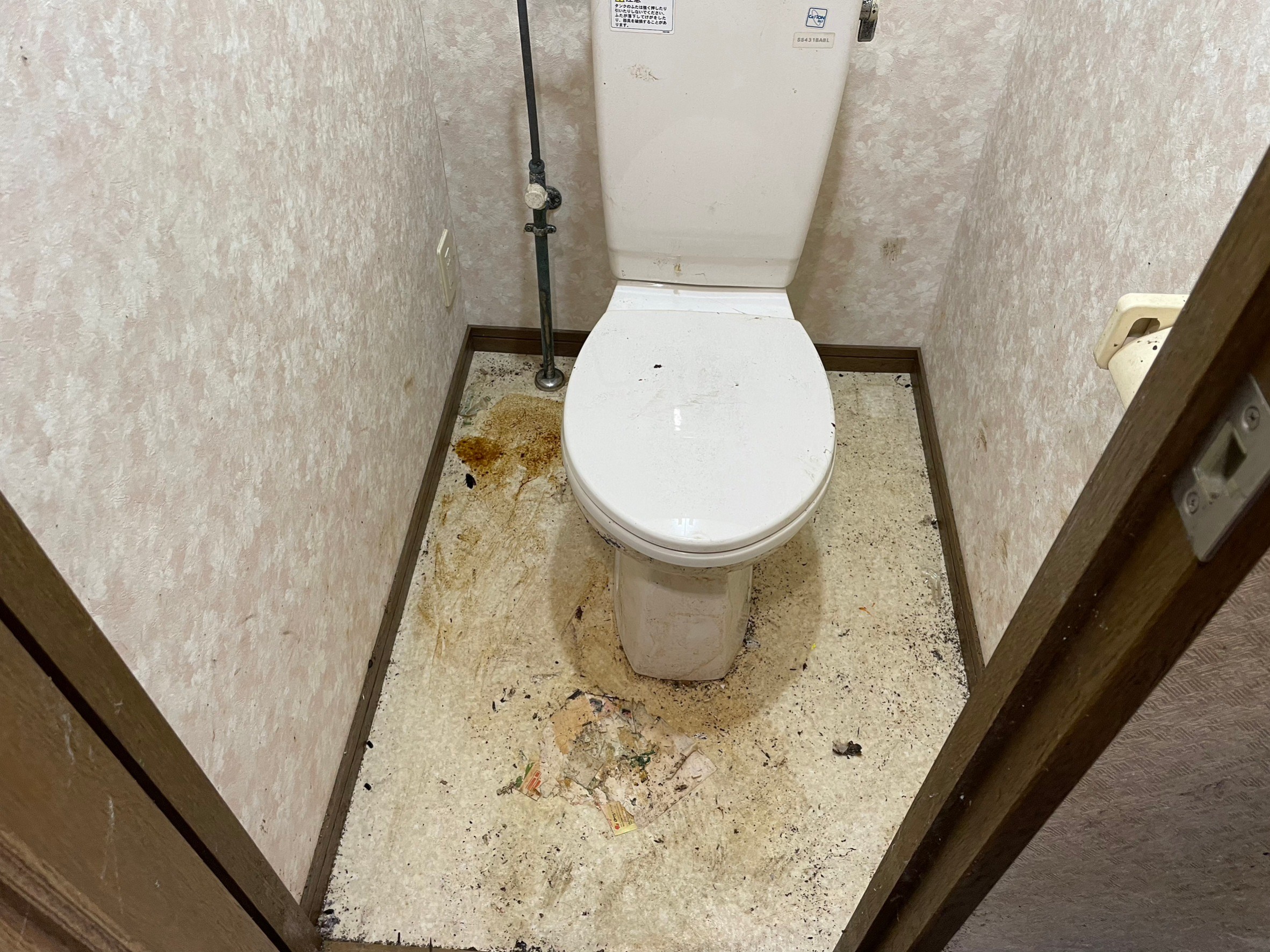 埼玉県川越市のゴミ屋敷の片付け，ゴミを処分しても汚れが残っているトイレ