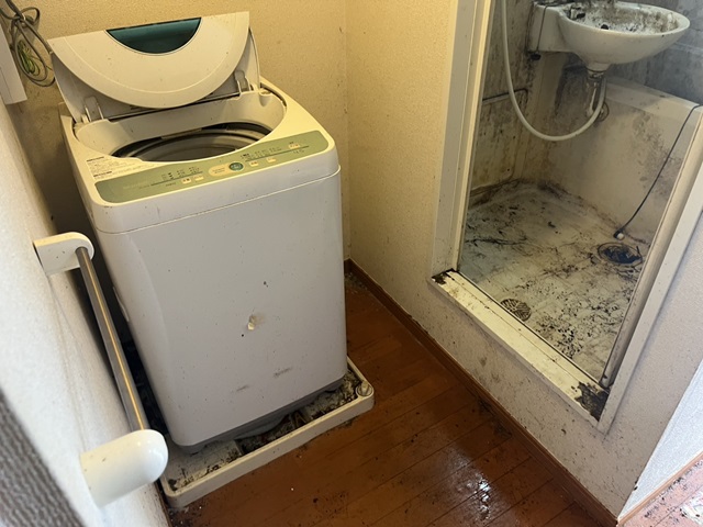 埼玉県草加市 ゴミが回収されて床が見えるようになった洗濯機周り