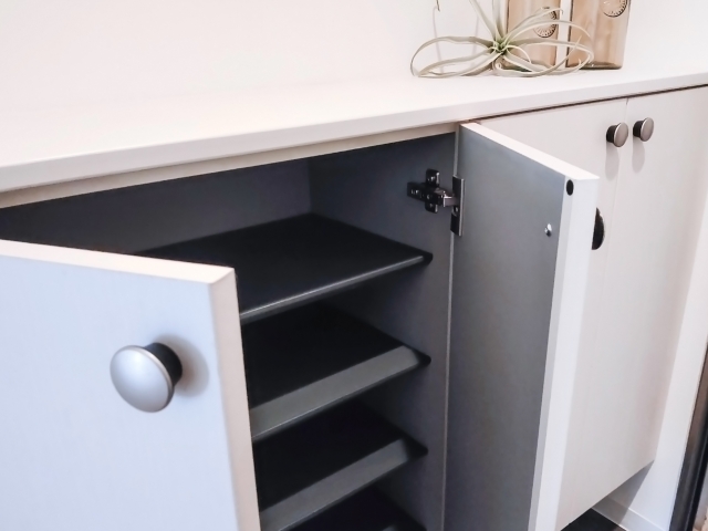 汚部屋の玄関に置かれた掃除道具