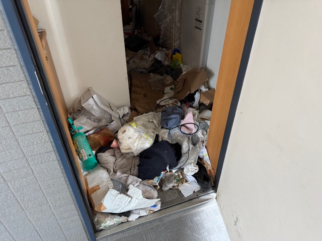 汚部屋の玄関の様子